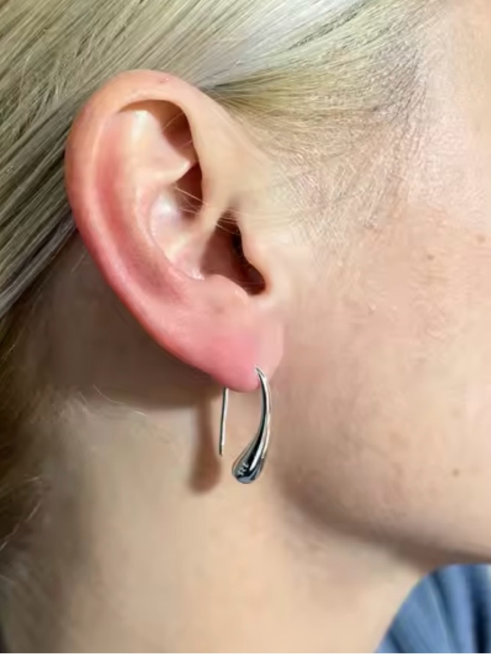 NEW Drip Drop Earrings 925 Silver Plate Liquid Molten Metal AP21